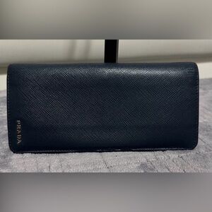 Prada Midnight Blue Leather Bifold Wallet
